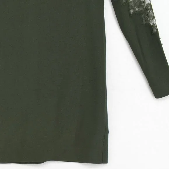 Dion Lee Dress Womens Green Lace Applique Long Sleeve Mini Knit Dress Size 4 New